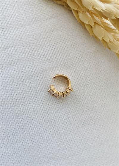 Retrobird Single Brass and Zircon Stone Earcuff Cartilage Gold Earring