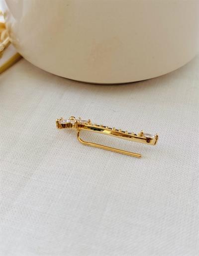 Retrobird Single Brass and Zircon Stone Yellow Earring