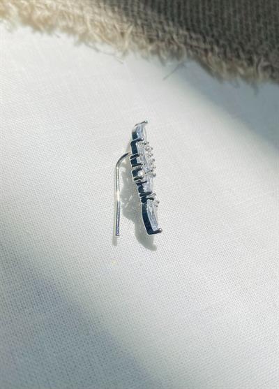 Retrobird Single Brass and Zircon Stone White Earring