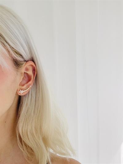 Retrobird Single Brass and Zircon Stone Yellow Earring