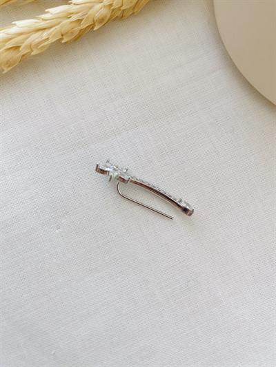 Retrobird Single Brass and Zircon Stone Gray Earring