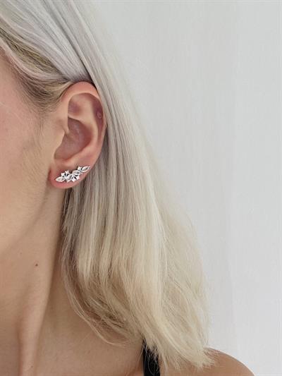 Retrobird Single Brass and Zircon Stone White Earring