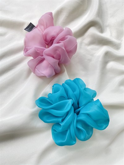 Retrobird Colorful 2-Piece Scrunchie Organza Fabric Bagel Buckle Set