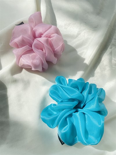 Retrobird Colorful 2-Piece Scrunchie Organza Fabric Bagel Buckle Set