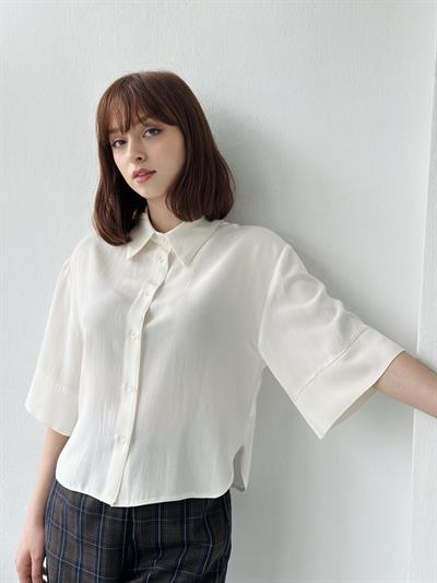 Retrobird Ecru Retro Model Loose Short Sleeve Womens Shirt