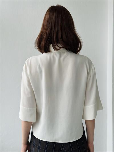 Retrobird Ecru Retro Model Loose Short Sleeve Womens Shirt