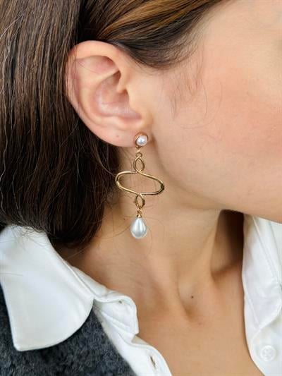 Retrobird Retro Model Pearl Gold Color Earrings