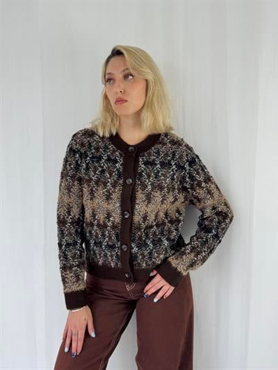 Retrobird Retro Model Önden Düğmeli Kahverengi Cozy Hırka