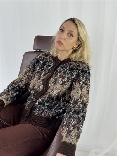 Retrobird Retro Model Önden Düğmeli Kahverengi Cozy Hırka