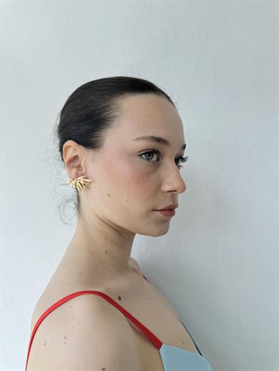 Retrobird Retro Model Design Gold Color Earrings
