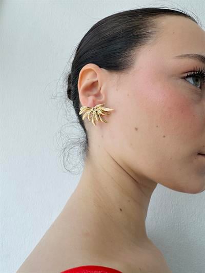 Retrobird Retro Model Design Gold Color Earrings