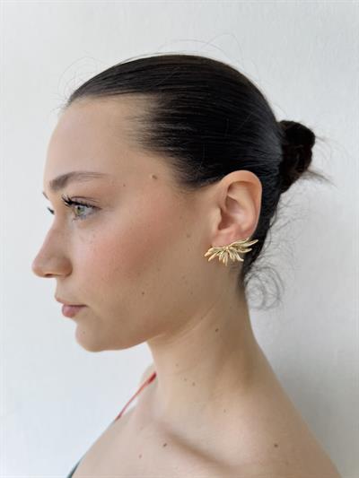 Retrobird Retro Model Design Gold Color Earrings