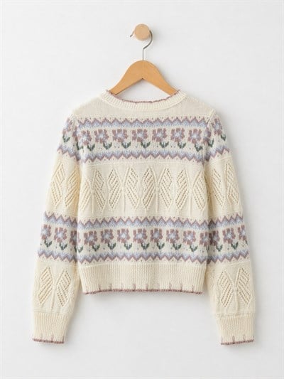 Retrobird Rosalie Fit Triko Hırka – Pastel Vintage Çiçek Desenli