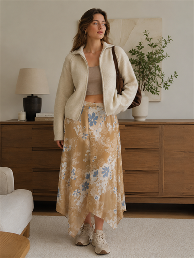 Retrobird Rosalie Oversize Polo Yaka Çift Fermuarlı Krem Triko Hırka
