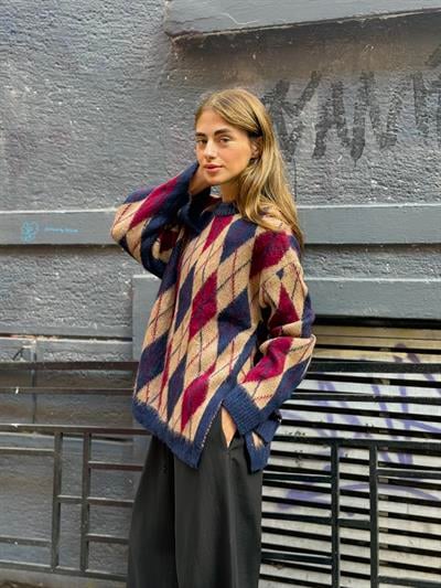 Retrobird Şardonlu Tüylü Baklava Dilim Camel Triko Kazak