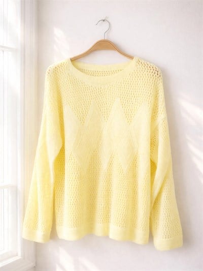 Retrobird Yellow Openwork Perforated Spring Knit