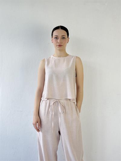 Retrobird Backless Short Cream Blouse Top