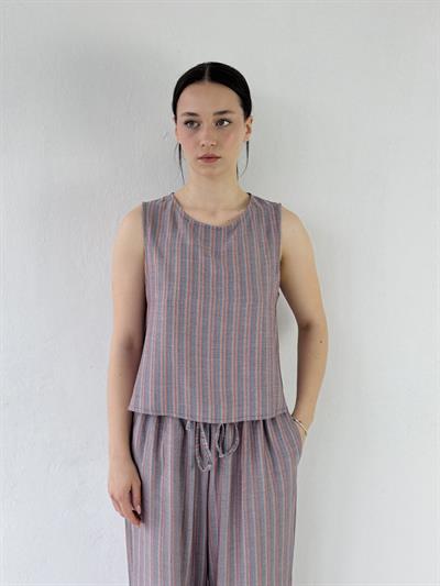 Retrobird Sırtı Açık Kısa Somon Bluz Üst