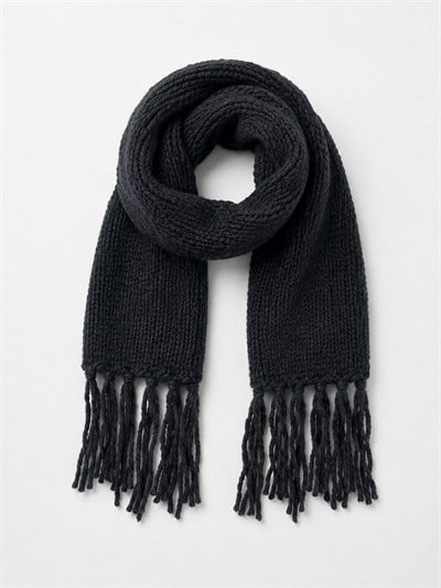 Retrobird Black Large Soft Knitted Scarf
