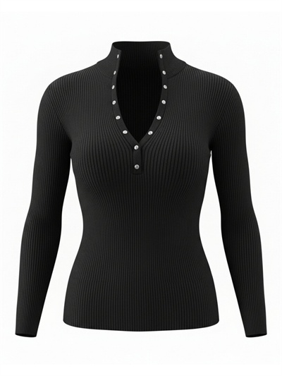 Retrobird Black Thin Studded Knit Sweater