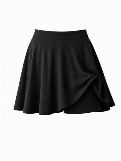 Retrobird Black Flared Short Skirt