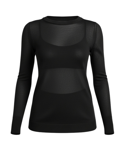 Retrobird Black Transparent Fit Knit Sweater