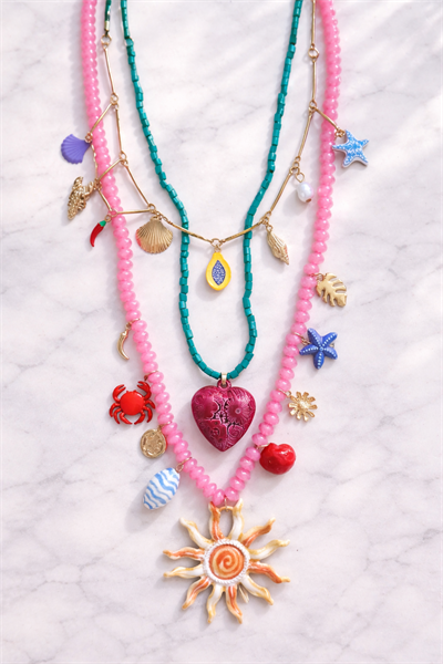 Retrobird Solare Bohemian Pink 3-Piece Necklace Set