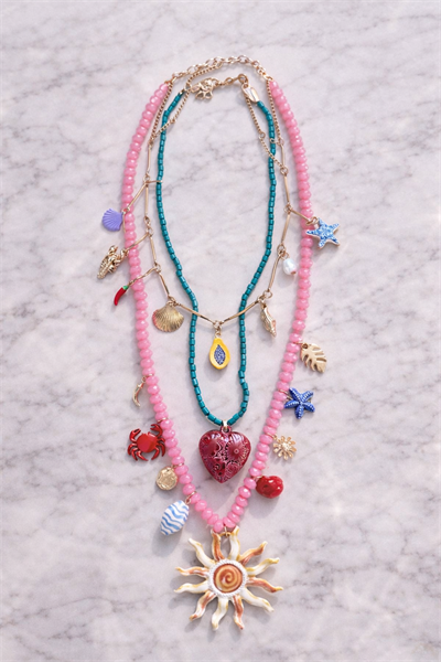Retrobird Solare Bohemian Pink 3-Piece Necklace Set
