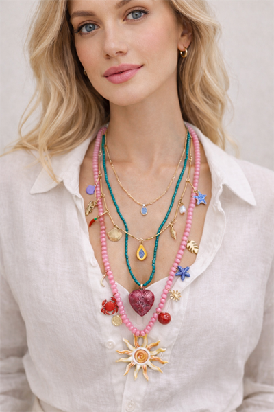 Retrobird Solare Bohemian Pink 3-Piece Necklace Set