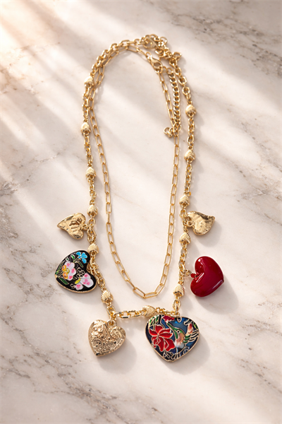 Retrobird Amore Vintage Multicolored Charm Necklace