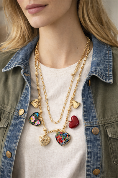 Retrobird Amore Vintage Multicolored Charm Necklace