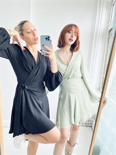 Retrobird Ashley Double Breasted Balloon Sleeve Dress