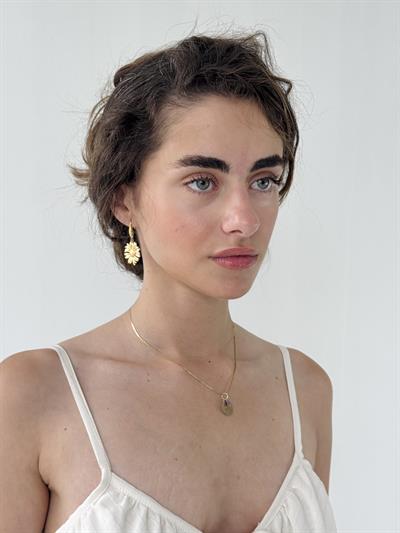 Retrobird Design Yellow Sunflower Brass Retro Model Earrings