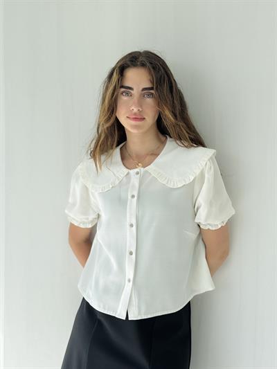 Retrobird Design Baby Collar Light Watermelon Sleeve White Shirt