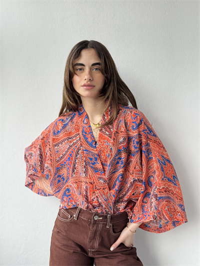Retrobird Tasarım Boho Desen Mercan Mini Kimono