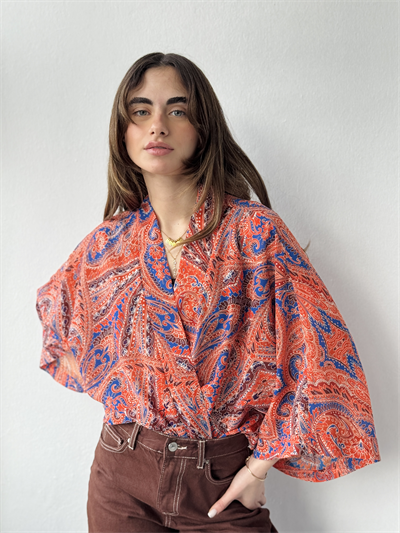 Retrobird Tasarım Boho Desen Mercan Mini Kimono