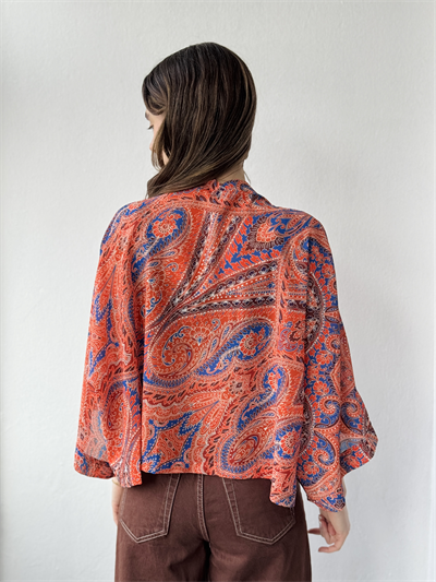 Retrobird Tasarım Boho Desen Mercan Mini Kimono