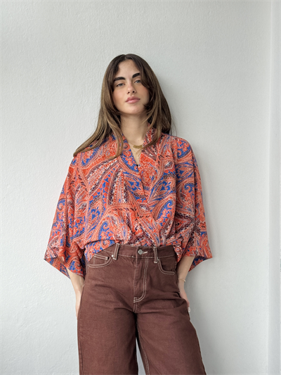Retrobird Tasarım Boho Desen Mercan Mini Kimono