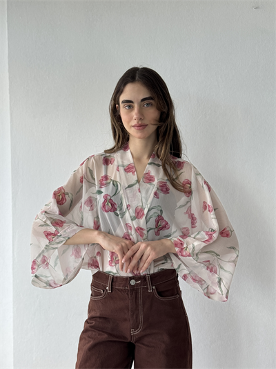 Retrobird Tasarım Boho Desen Pudra Mini Kimono