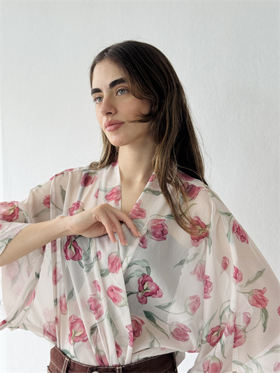 Retrobird Tasarım Boho Desen Pudra Mini Kimono