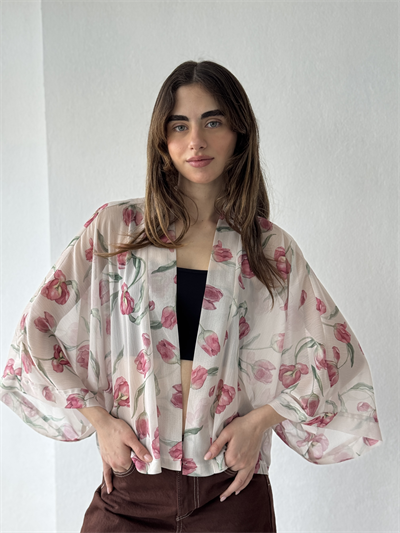 Retrobird Tasarım Boho Desen Pudra Mini Kimono