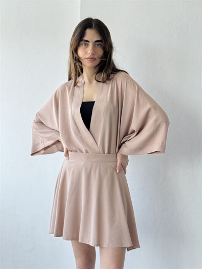 Retrobird Cream Design Boho Mini Kimono