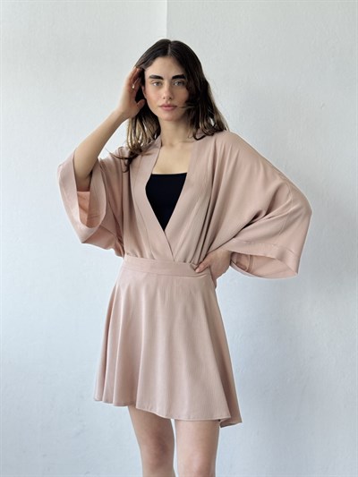 Retrobird Cream Design Boho Mini Kimono