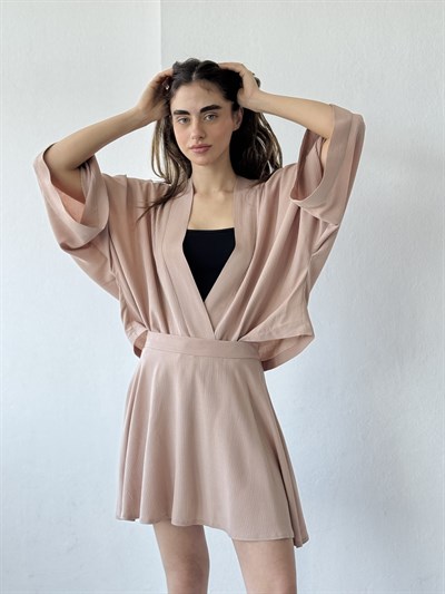 Retrobird Cream Design Boho Mini Kimono