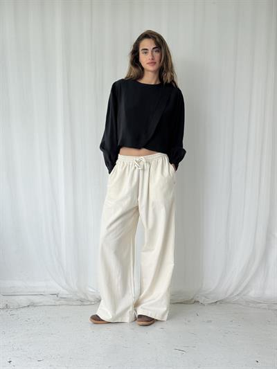Retrobird Tasarım Bol Kesim Ekru Relax Pantolon