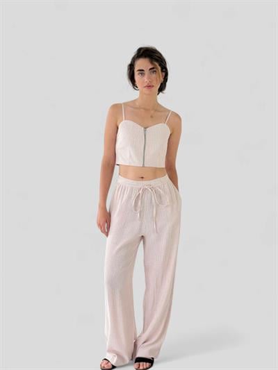 Retrobird Tasarım Bol Kesim Krem Pantolon