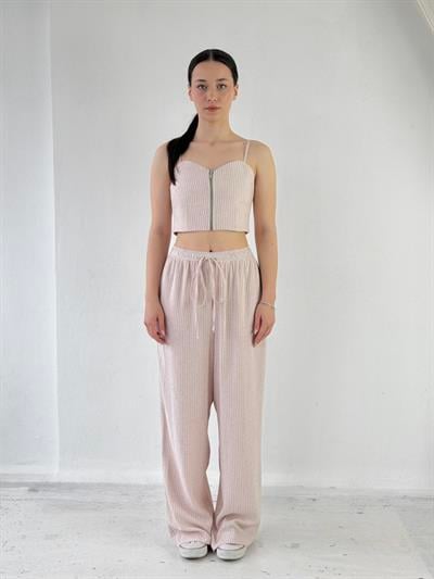 Retrobird Tasarım Bol Kesim Krem Pantolon