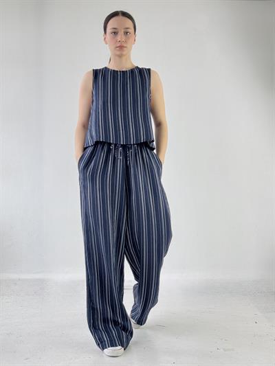 Retrobird Tasarım Bol Kesim Lacivert Pantolon