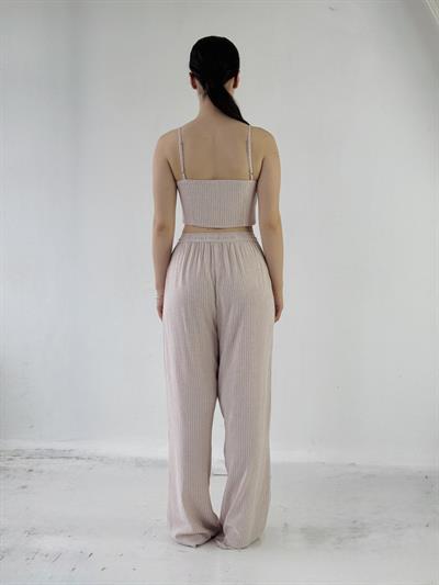 Retrobird Tasarım Bol Kesim Krem Pantolon