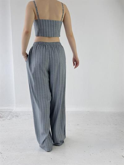 Retrobird Tasarım Bol Kesim Kül Mavi Pantolon